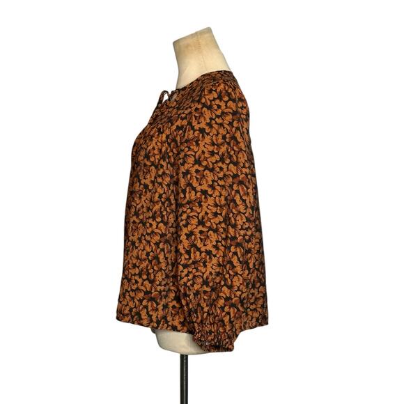 A New Day brown black print tunic blouse size Small - Picture 6 of 11